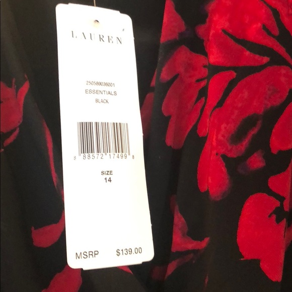 🆕 NWT Ralph Lauren Black/Red Floral Dress Size 14 - Picture 3 of 4